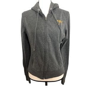 Pink Victoria’s Secret full zipper hoodie sweater rhinestone Sz L